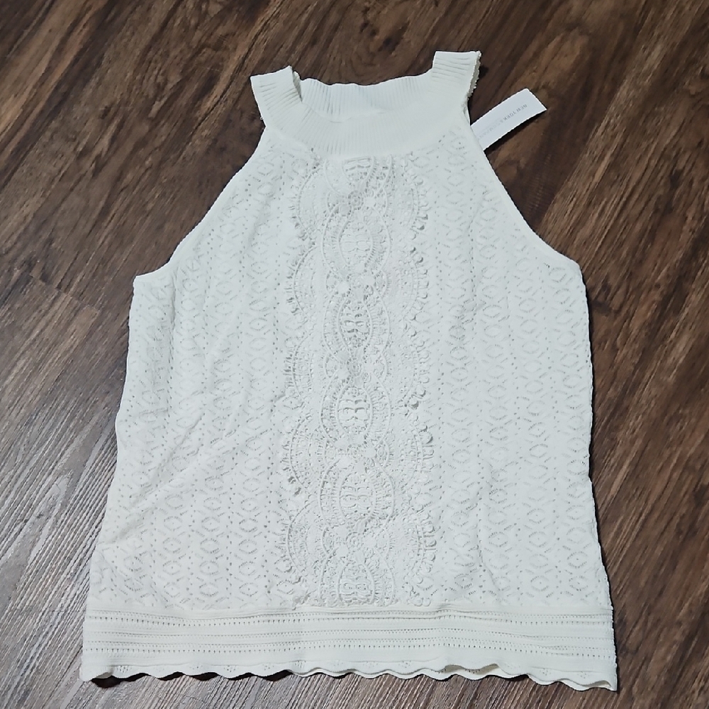 New York & Company NWT-Flaw Cream Lace Halter Top